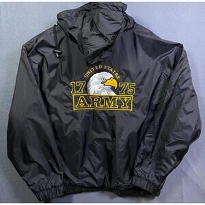 Vintage Army Jacket Mens XLarge Oarsman Hooded Logo Nylon Windbreaker Lined Coat